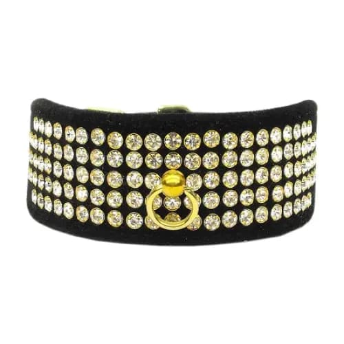 Velvet Five Row Crystal Dog Collar - Dog Collars - Velvet