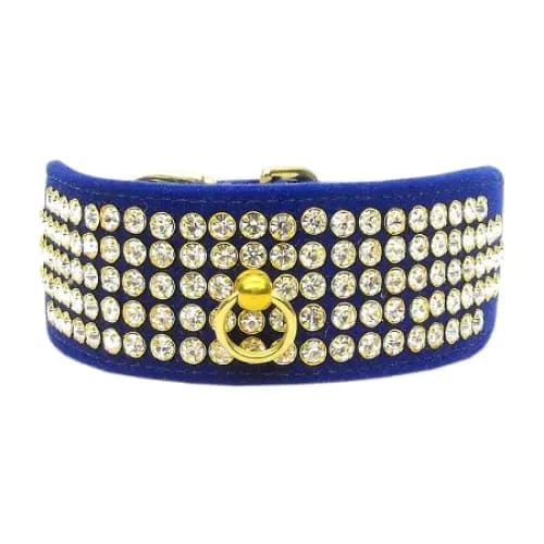 Velvet Five Row Crystal Dog Collar - Dog Collars - Velvet