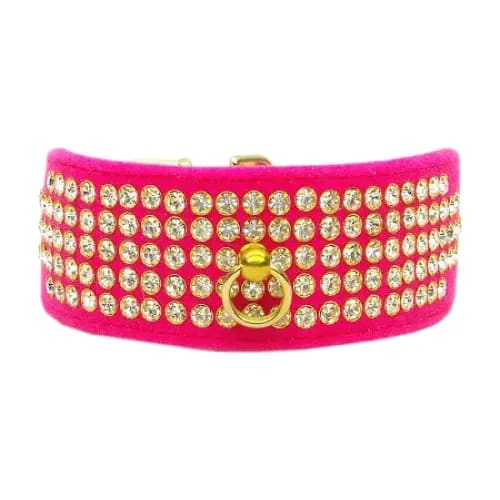 Velvet Five Row Crystal Dog Collar - Dog Collars - Velvet