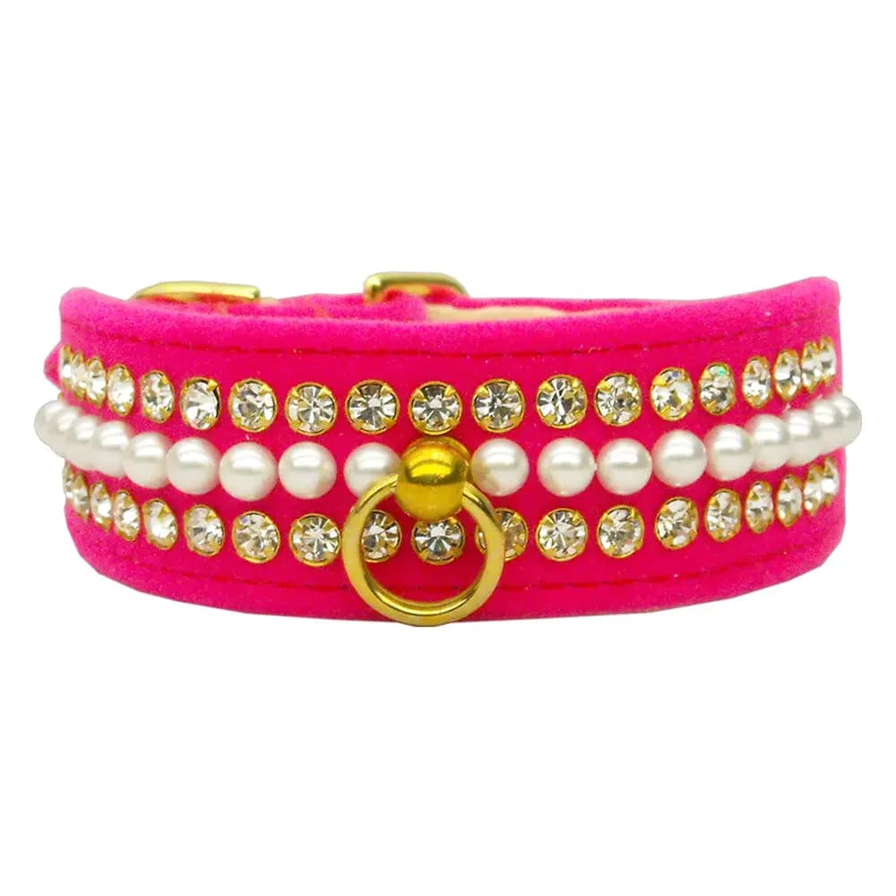 Velvet Mini-Pearl Dog Collar - Dog Collars - Velvet