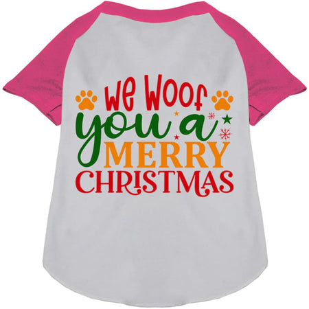 We Woof You a Merry Christmas Pet Raglan Shirt - Screen