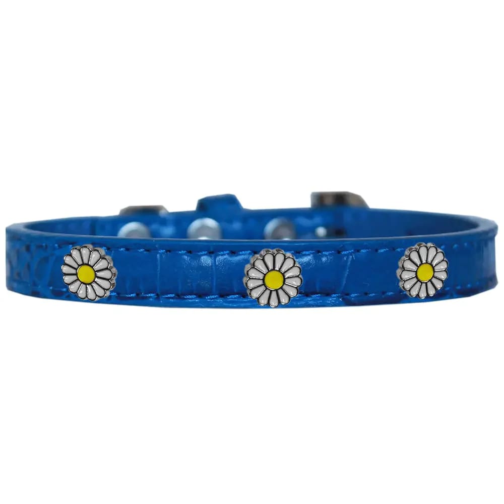 White Daisy Widget Croc Dog Collar - Dog Collars - Designer