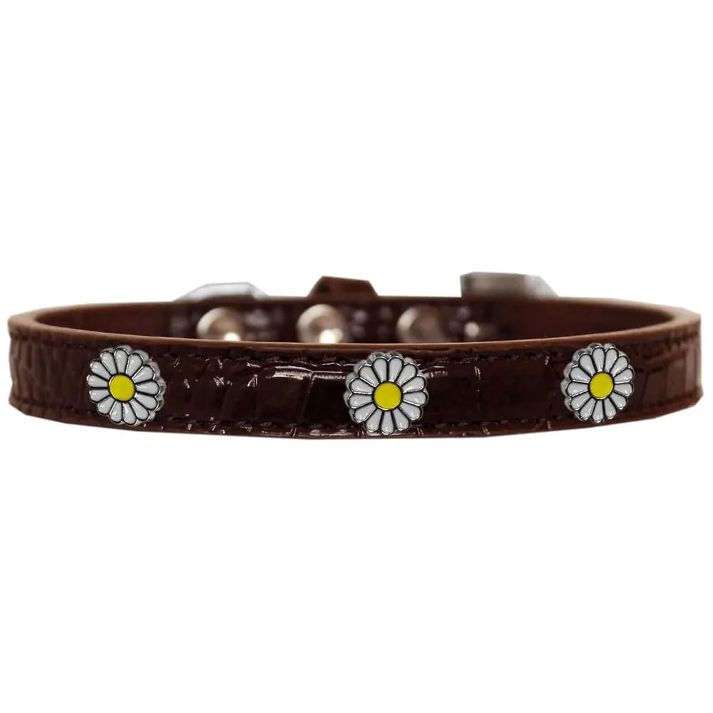 White Daisy Widget Croc Dog Collar - Dog Collars - Designer