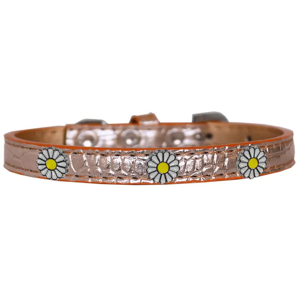 White Daisy Widget Croc Dog Collar - Dog Collars - Designer