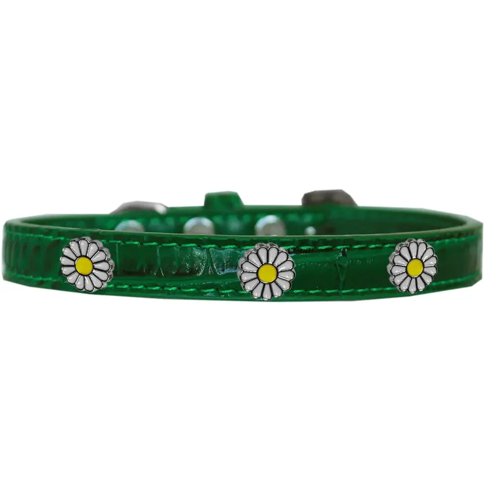 White Daisy Widget Croc Dog Collar - Dog Collars - Designer