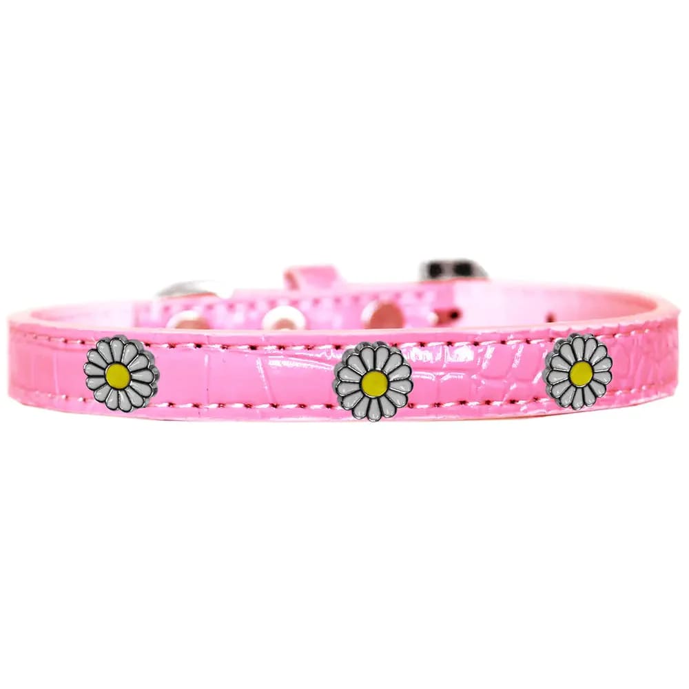 White Daisy Widget Croc Dog Collar - Dog Collars - Designer