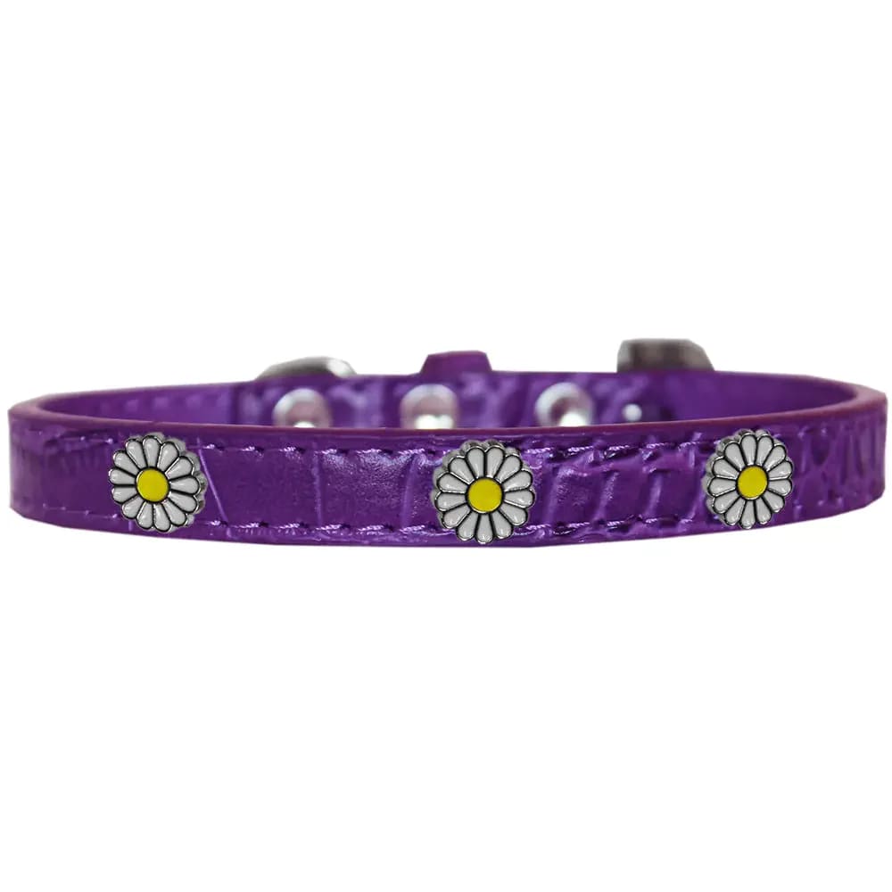 White Daisy Widget Croc Dog Collar - Dog Collars - Designer