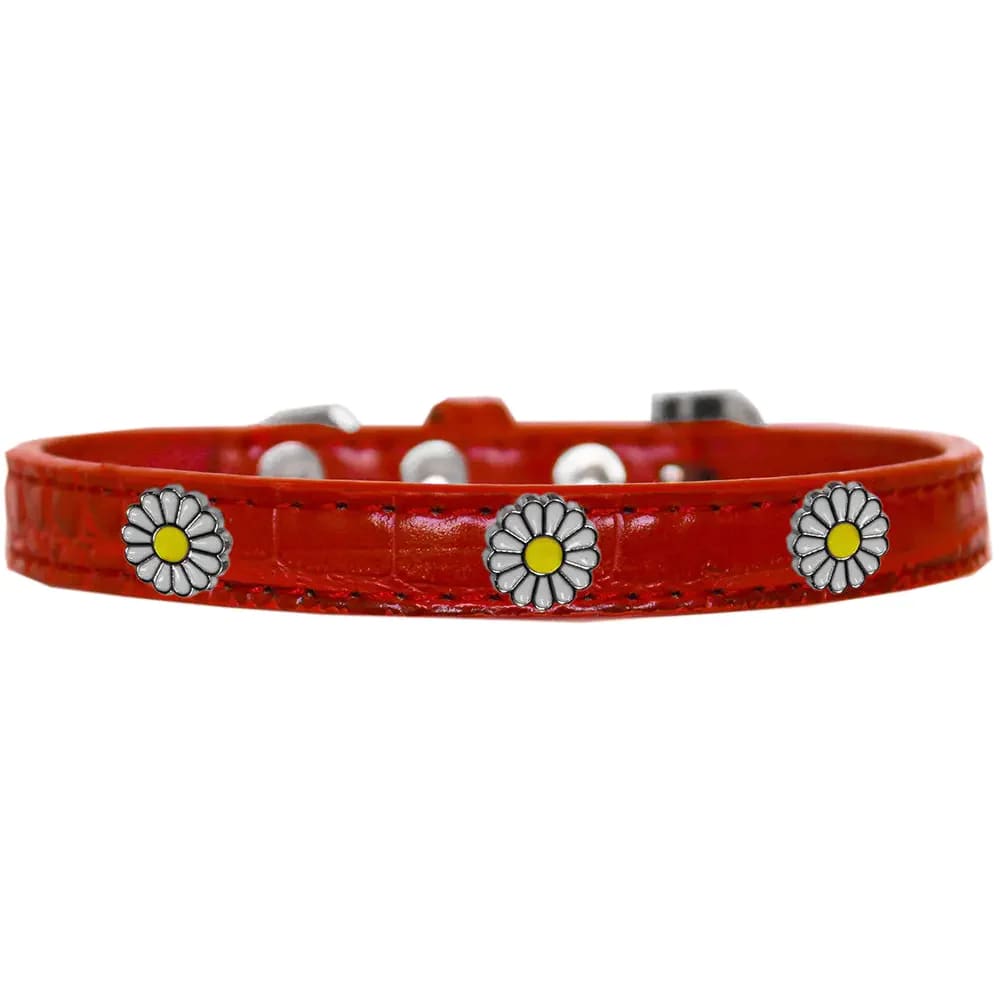 White Daisy Widget Croc Dog Collar - Dog Collars - Designer