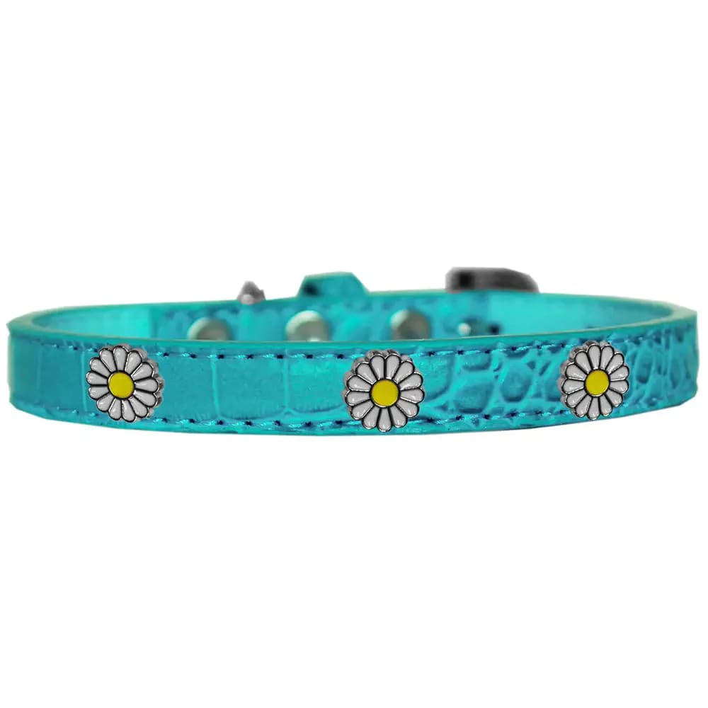 White Daisy Widget Croc Dog Collar - Dog Collars - Designer