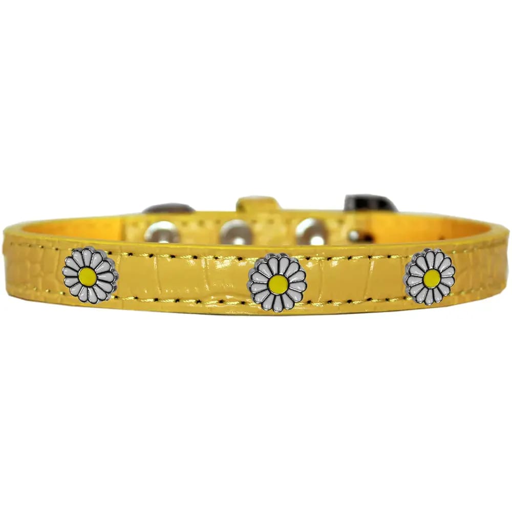 White Daisy Widget Croc Dog Collar - Dog Collars - Designer