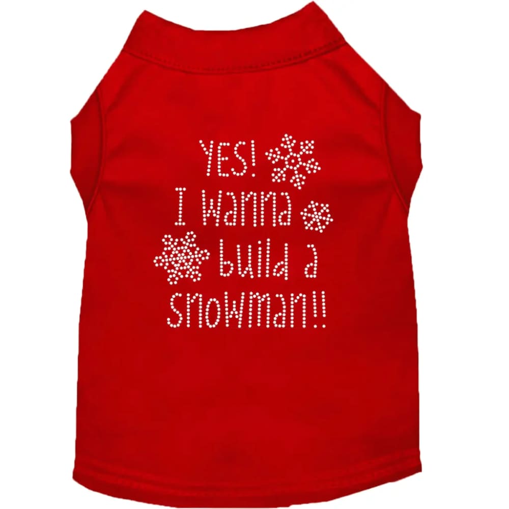 Yes! I Wanna Build a Snowman!! Rhinestone Pet Shirt