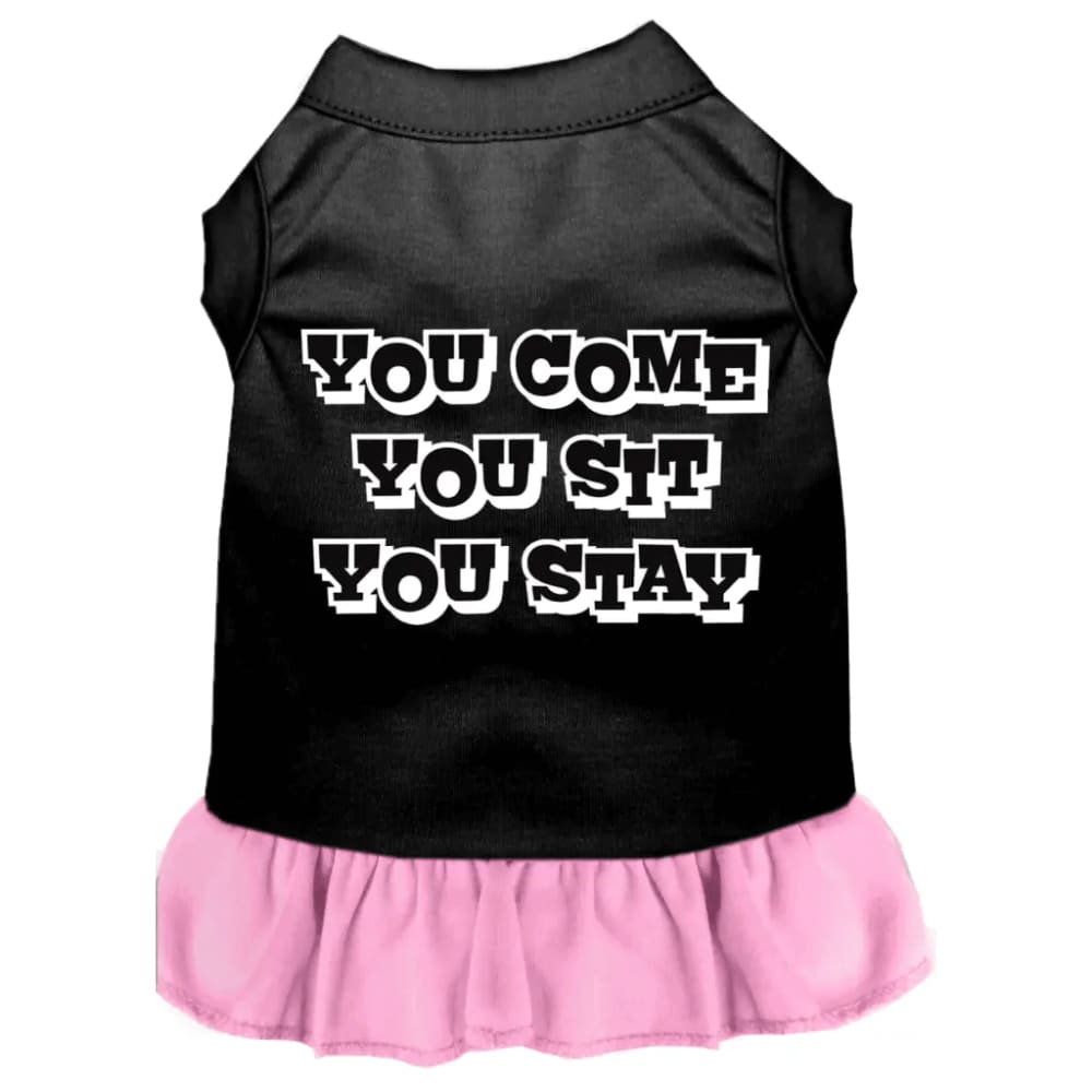 You Come You Sit You Stay Screen Print Dog Dress - Screen