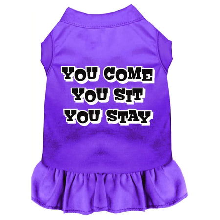 You Come You Sit You Stay Screen Print Dog Dress - Screen