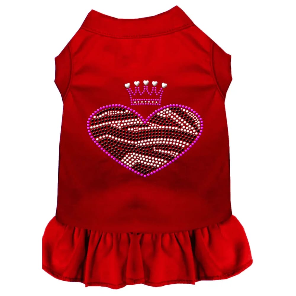 Zebra Heart Rhinestone Dog Dress - Rhinestone Dresses