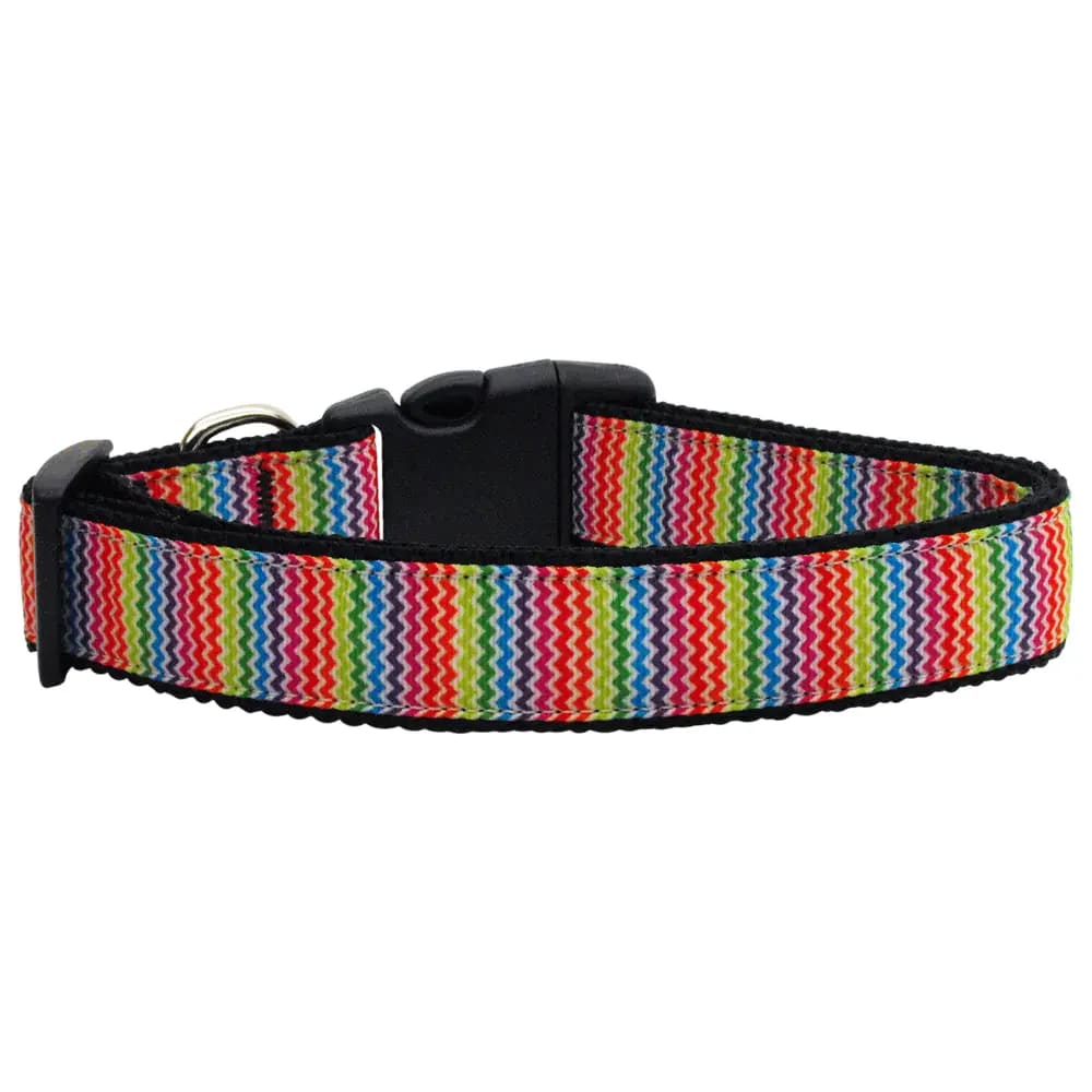 Zigzaggy Rainbow Nylon Dog Collars and Leash - Dog Collars